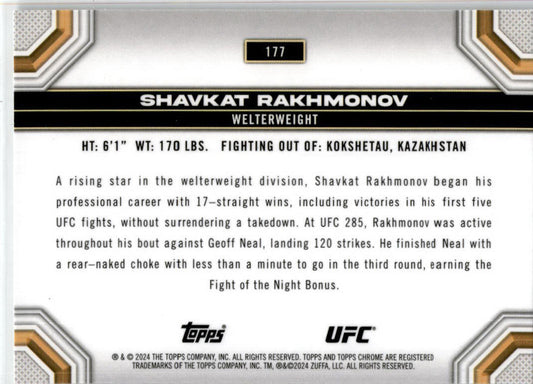 2024 Topps Chrome UFC X-Fractor #177 Shavkat Rakhmonov