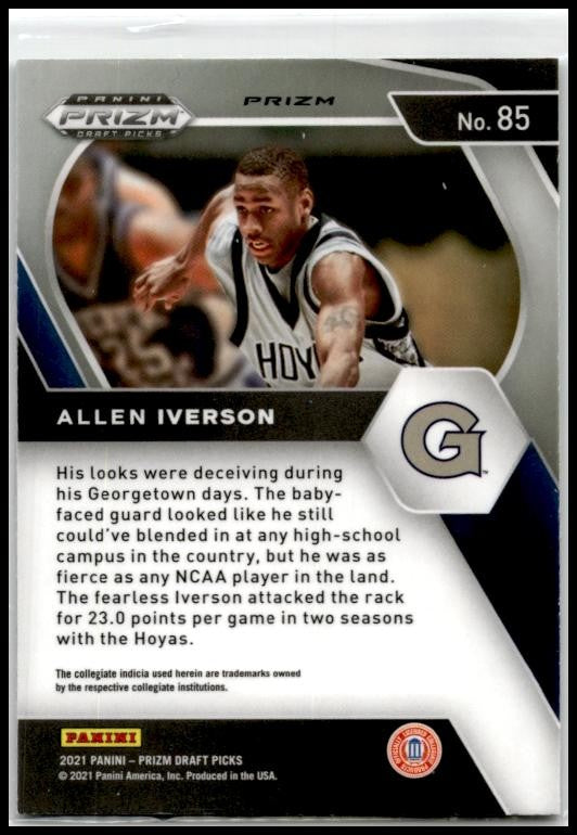 2021 Panini Prizm Draft Picks Green #85 Allen Iverson Georgetown Hoyas