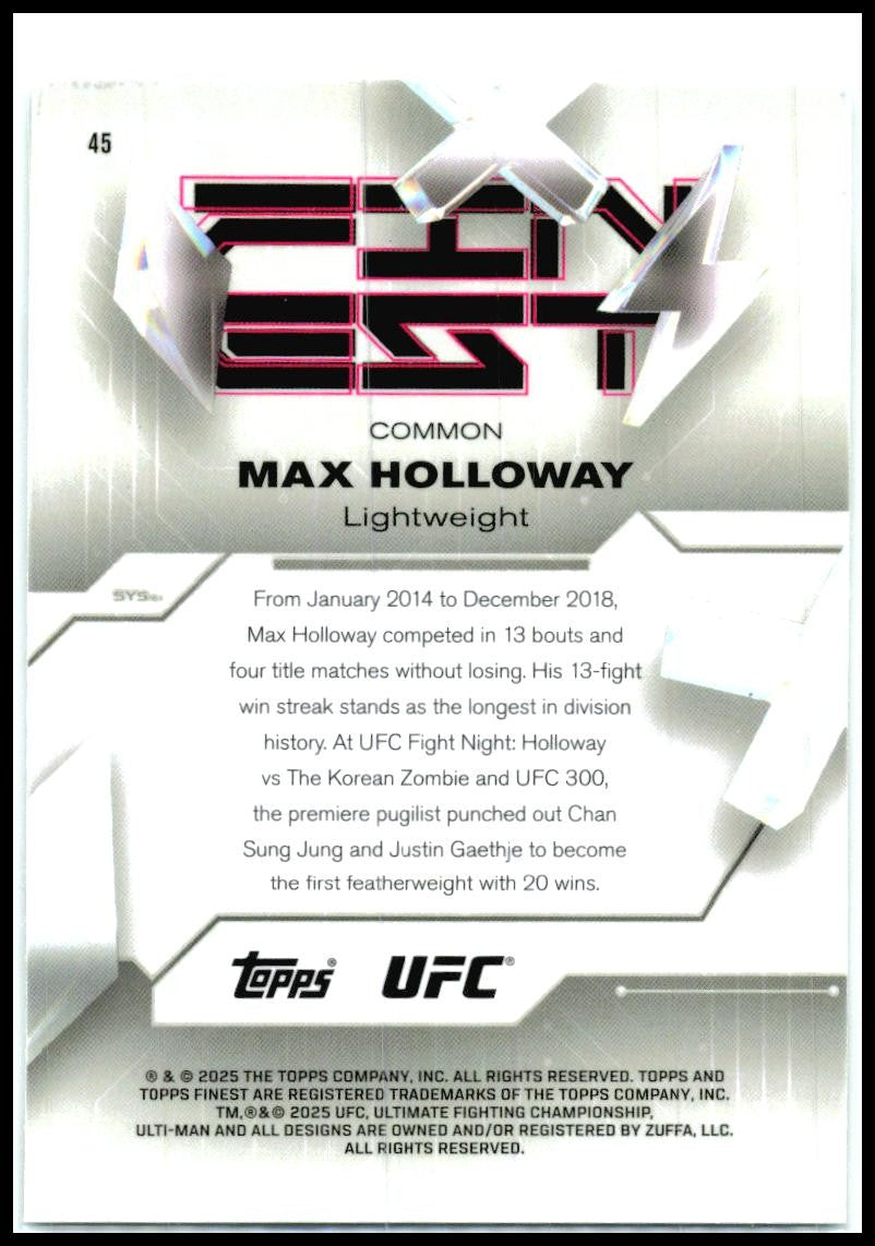 2025 Topps Finest UFC - Checkerboard Refractors #45 Max Holloway