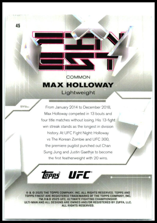 2025 Topps Finest UFC - Checkerboard Refractors #45 Max Holloway