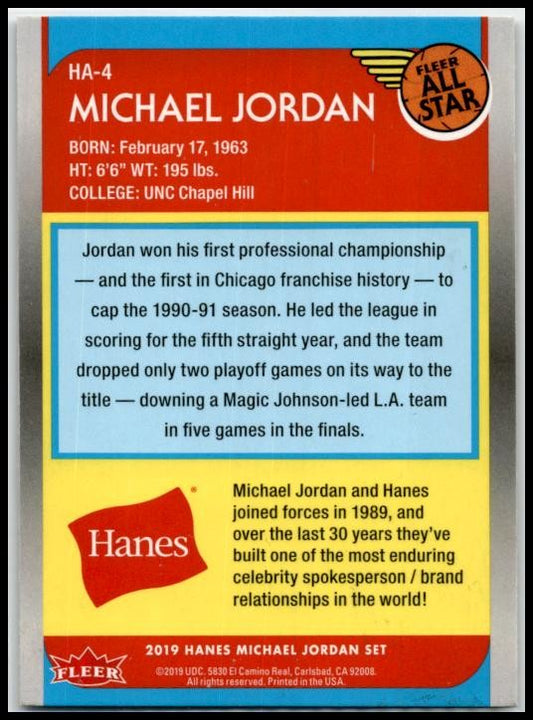 2018-19 Fleer Hanes Michael Jordan 30th Anniversary All-Star #4 Michael Jordan