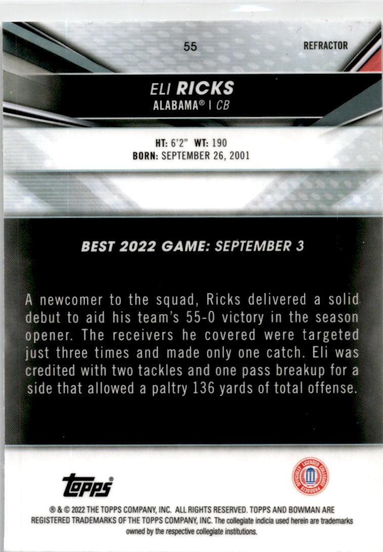 2022-23 Bowman's Best University Refractor #55 Eli Ricks
