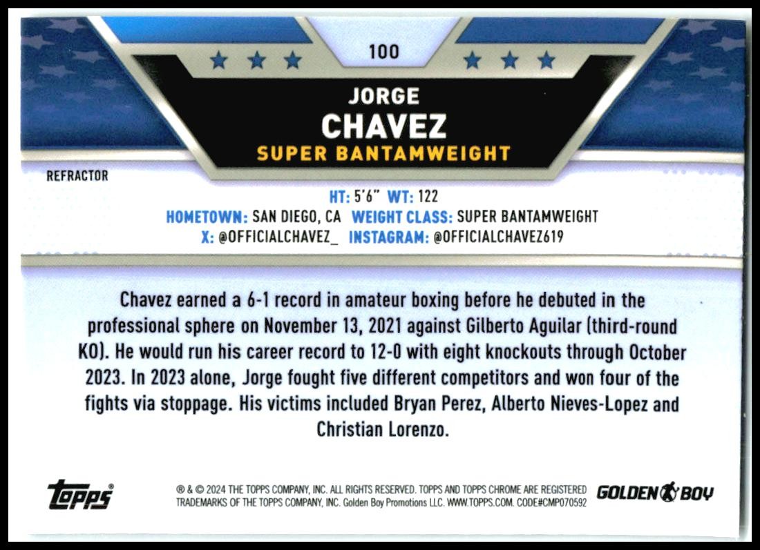 2024 Topps Chrome Boxing Refractor #100 Jorge Chavez