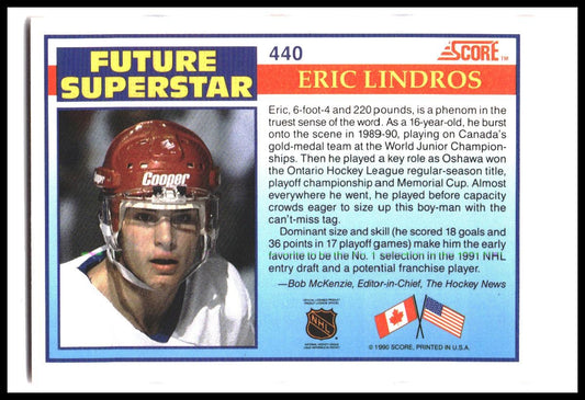Eric Lindros #440 1990-91 Score Canadian Rookie