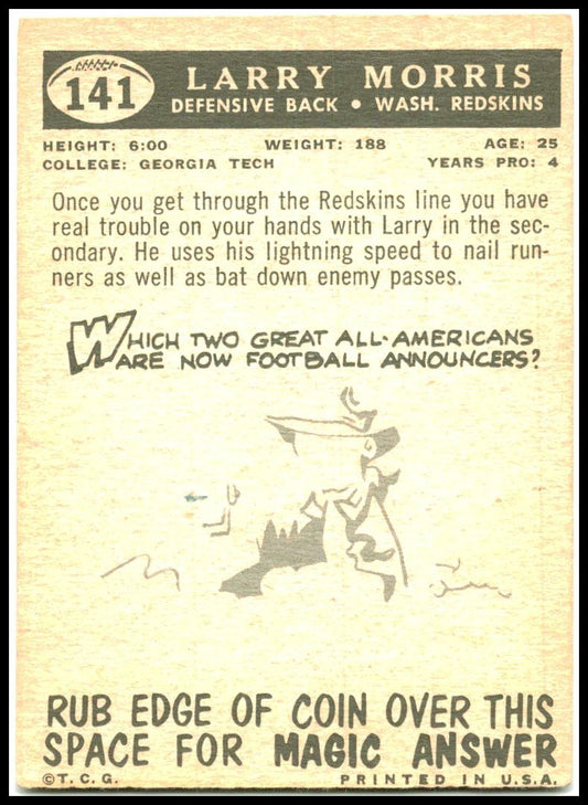 1959 Topps #141 Larry Morris Washington Redskins