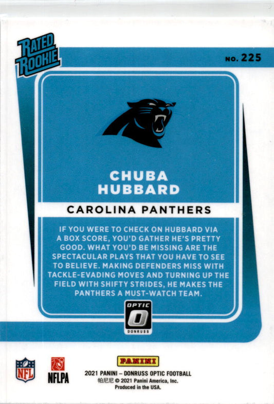 2021 Donruss Optic #225 Chuba Hubbard Rookie Carolina Panthers