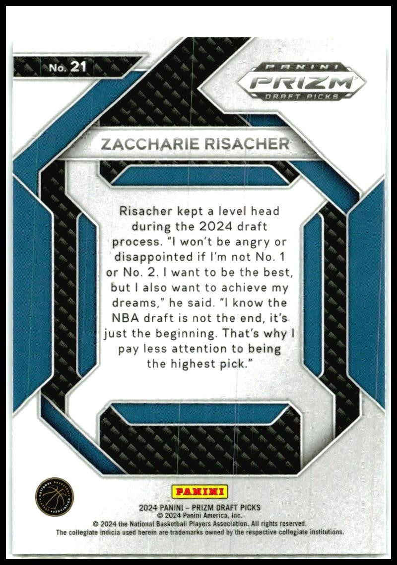2024-25 Prizm draft picks New Recruits #21 Zaccharie Risacher