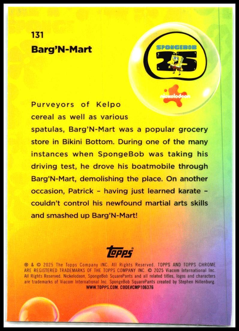 2025 Topps Chrome Spongebob Squarepants #131 barg'N-Mart