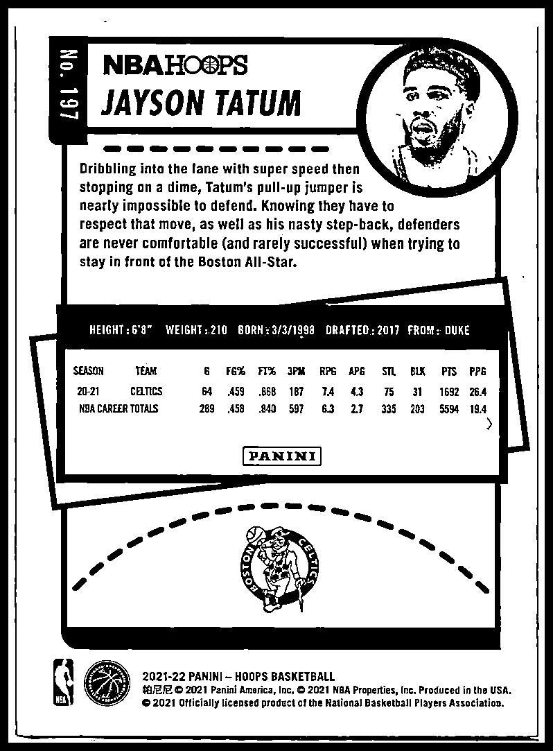 2021-22 Hoops #197 Jayson Tatum Boston Celtics