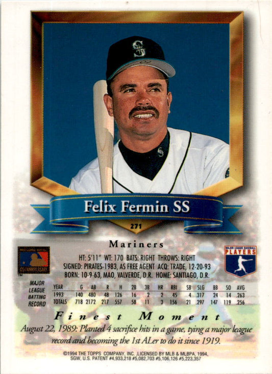1994 Finest #271 Felix Fermin Seattle Mariners