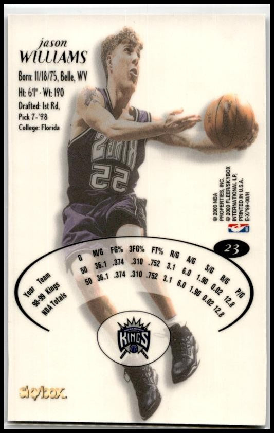 1999-00 E-X #23 Jason Williams Sacramento Kings