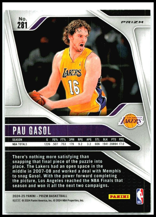 2024-25 Panini Prizm Prizms Silver #281 Pau Gasol Los Angeles Lakers