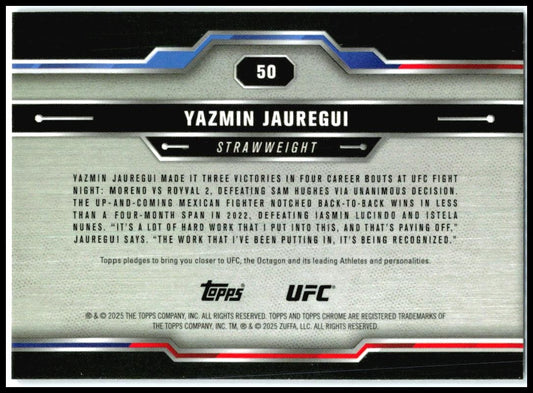 2025 Topps Chrome UFC Purple #50 Yazmin Jauresui