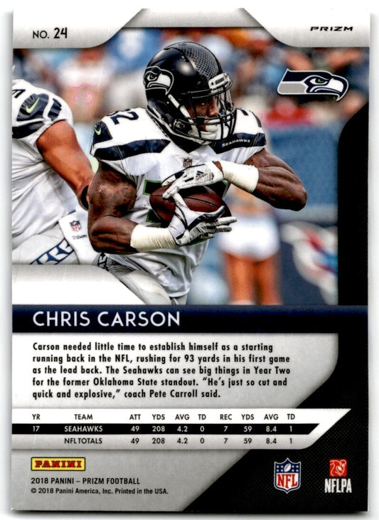 2018 Panini Prizm Red White & Blue Prizm Chris Carson Seattle Seahawks #24