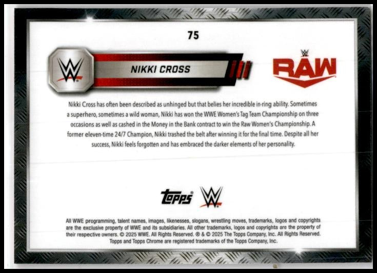 2025 Topps Chrome WWE Pink Shimmer Refractor #75 Nikki Cross