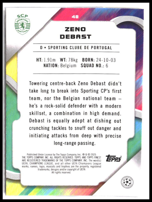 Zeno Debast #48 2024-25 Finest UEFA Club Competitions Rookie RC