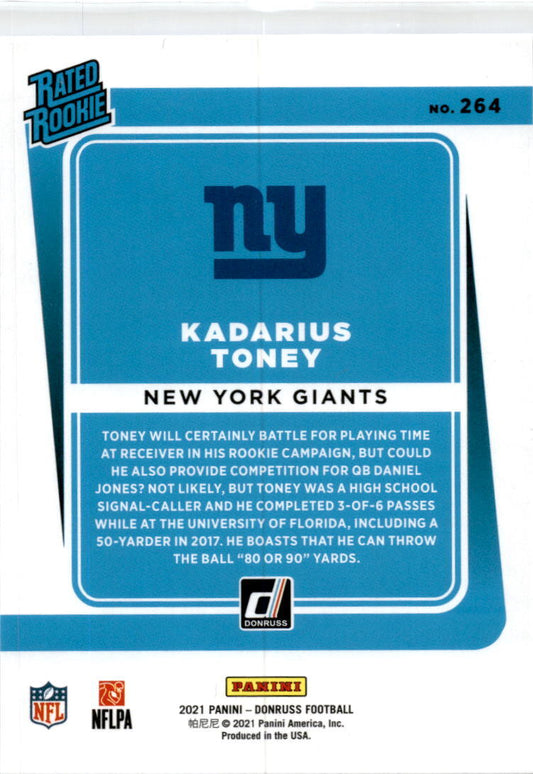 2021 Donruss Rated Rookie #264 Kadarius Toney New York Giants