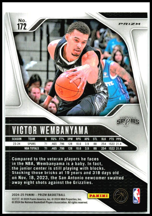 2024-25 Panini Prizm Prizms Silver #172 Victor Wembanyama San Antonio Spurs