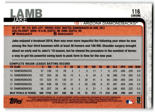 2019 Topps Chrome Sepia Refractor Arizona Diamondbacks Arizona Diamondbacks #116