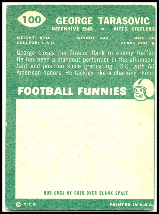 1960 Topps #100 George Tarasovic Pittsburgh Steelers