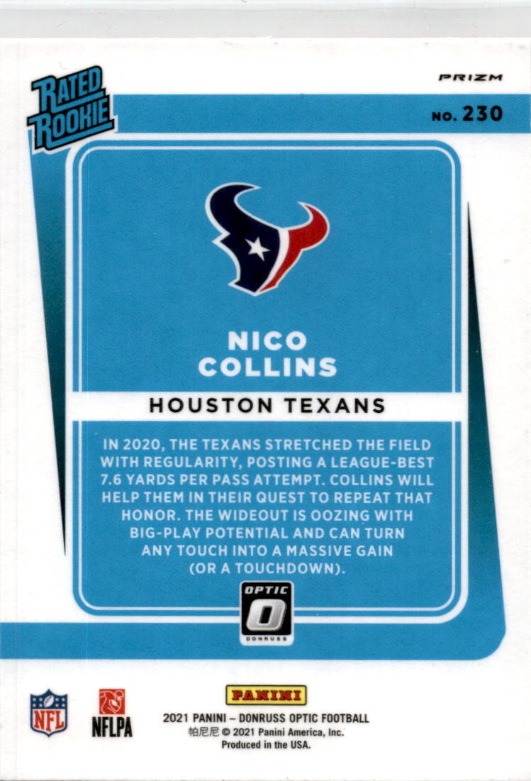 2021 Donruss Optic Pink #230 Nico Collins Houston Texans