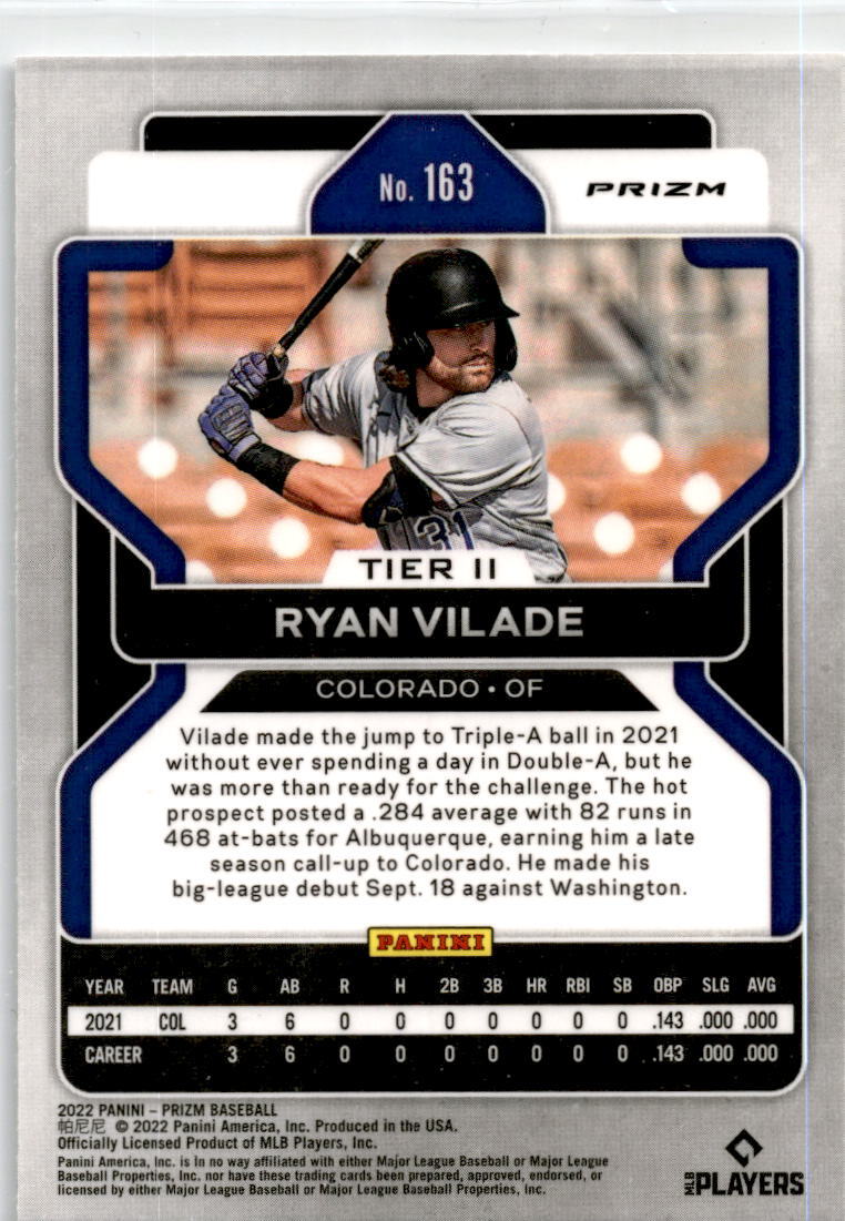 2022 Prizm White #163 Ryan Vilade Colorado Rockies