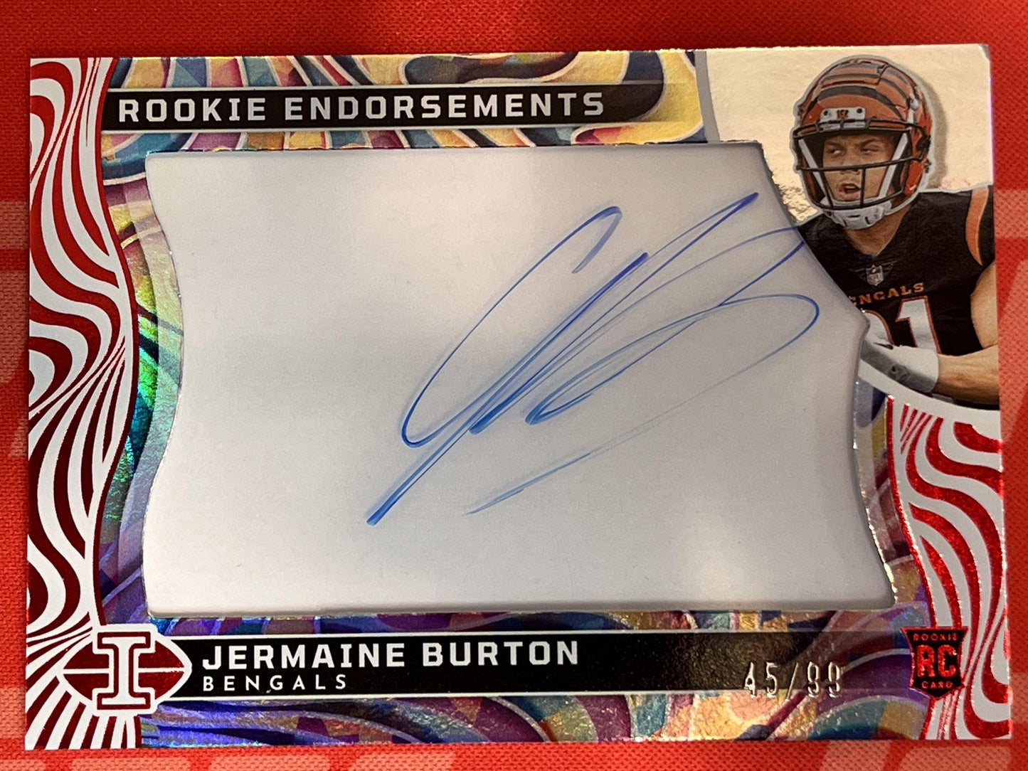 2024 Illusions Rookie Endorsements Red #RE-JBN Jermaine Burton Auto Bengals