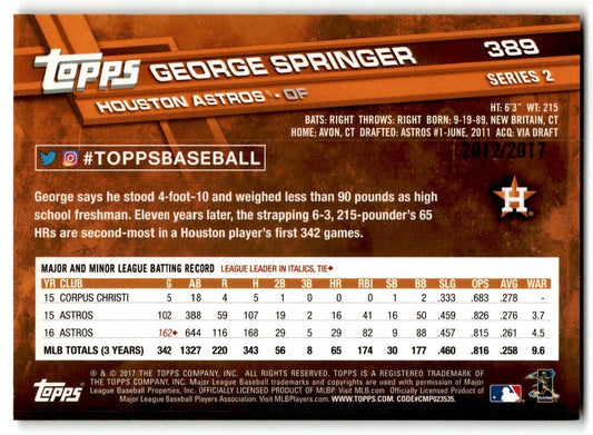 2017 Topps Gold George Springer 2012//2017 Houston Astros #389