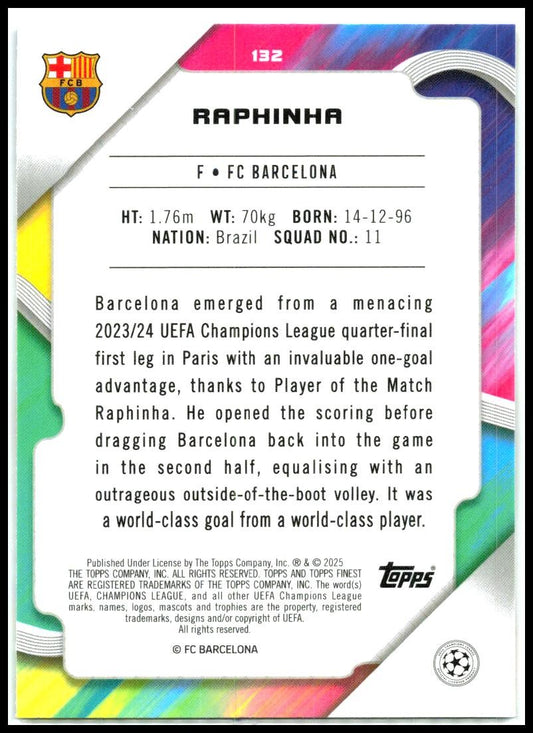 2024-25 topps finest uefa #132 Raphinha