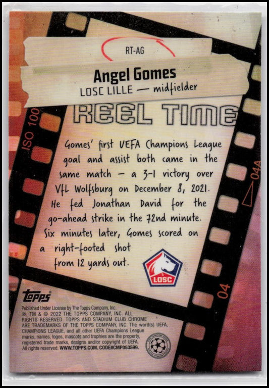 2021-22 Stadium Club Chrome UEFA Champions League #RT-AG Angel Gomes Reel Time