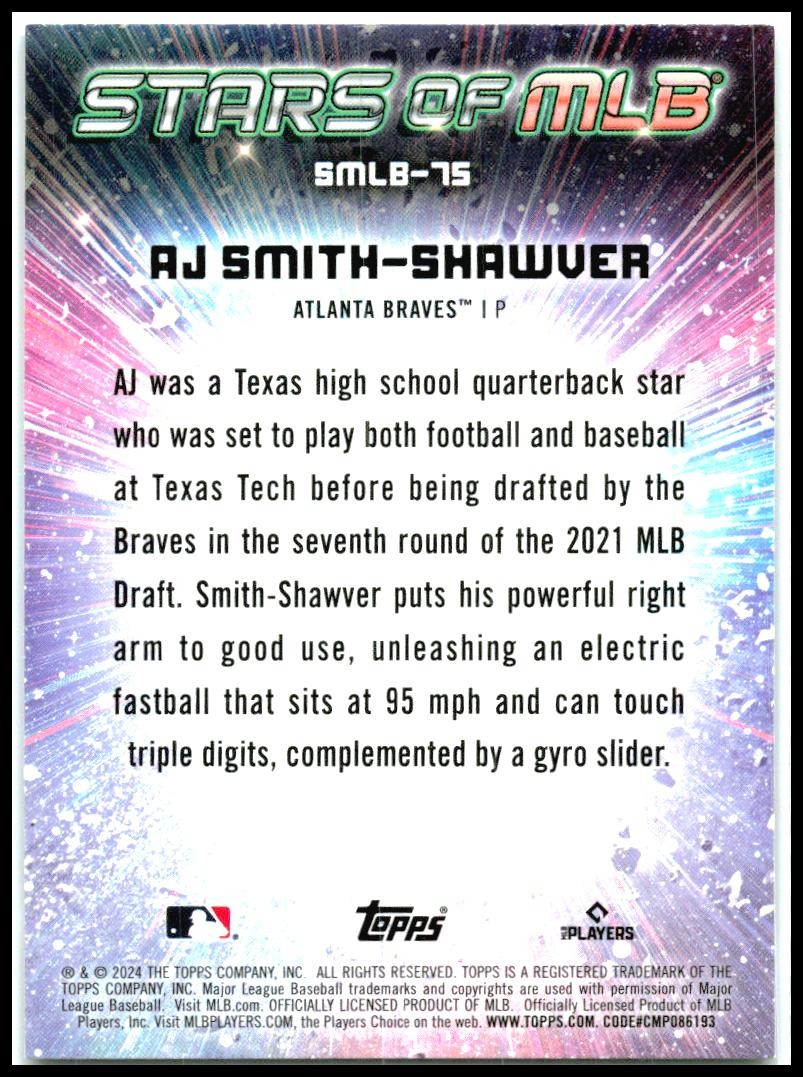 2024 Topps Update Stars of MLB #SMLB-75 AJ Smith-Shawver Atlanta Braves