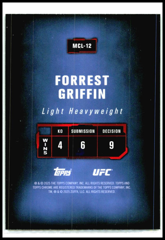 2025 Topps Chrome UFC Mission Control Green #/99 #MCL-12 Forrest Griffin