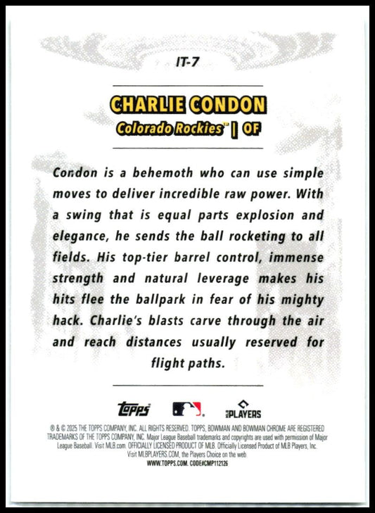 2025 Bowman Chrome The League #IT-7 Charlie Cordon