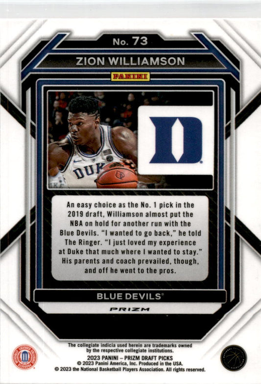 2023-24 Prizm Draft Picks Red Ice #73 Zion Williamson New Orleans Pelicans