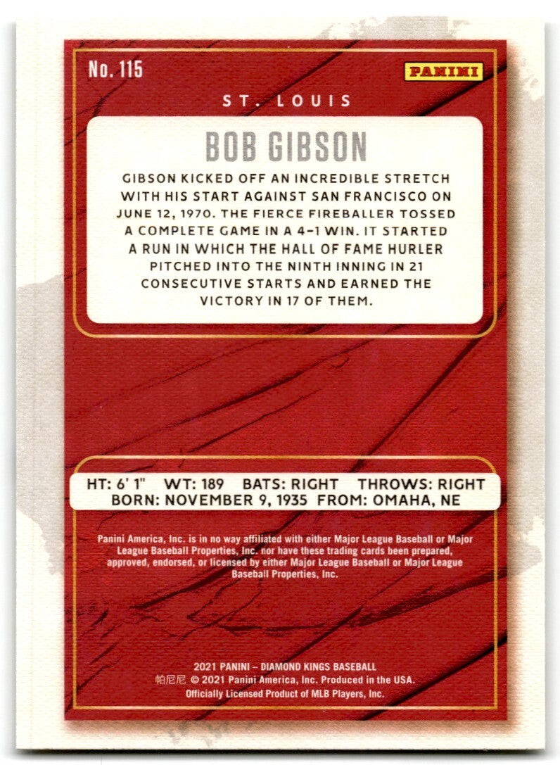 2021 Panini Diamond Kings Bob Gibson St. Louis Cardinals #115