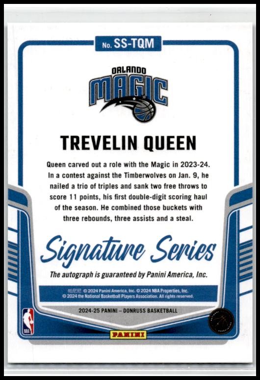 2024-25 donruss Signature Series Green/75 #SS-TQM Trevelin Queen Auto Magic