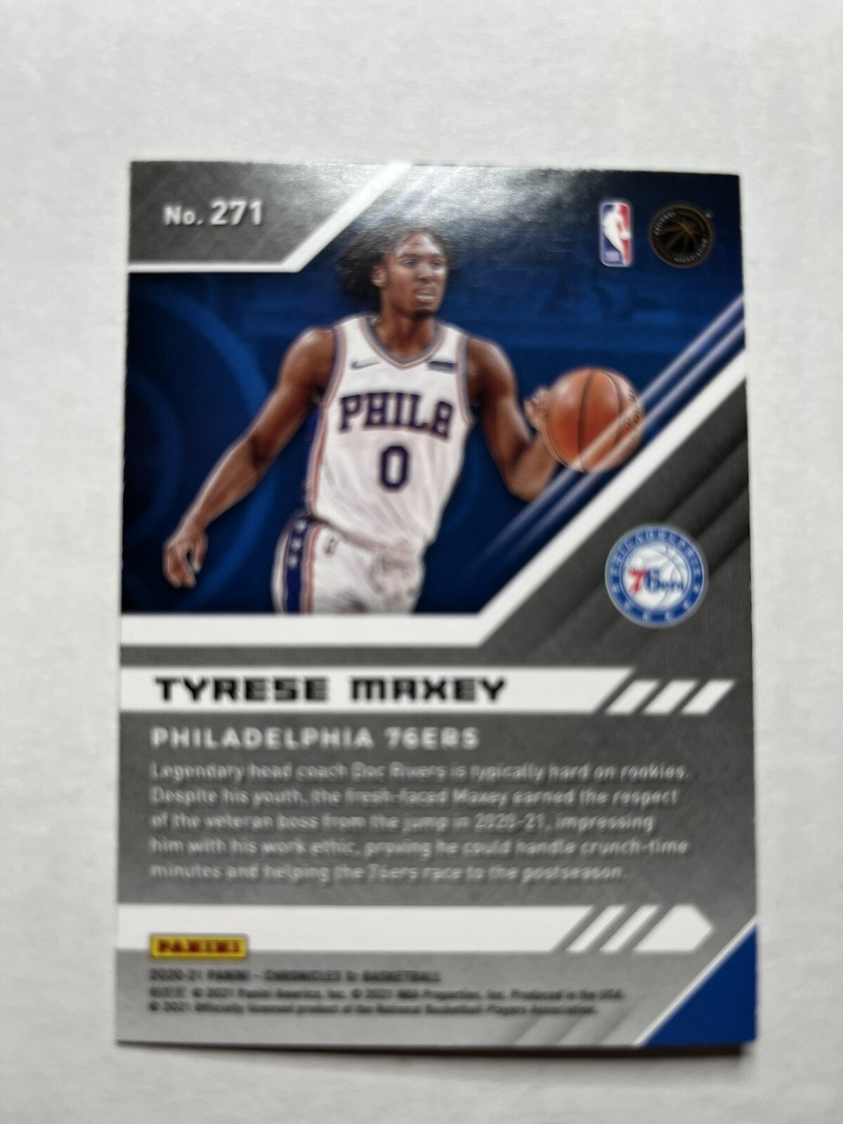 2020-21 Panini Chronicles XR Bronze RC #271 Tyrese Maxey Rookie 76ers