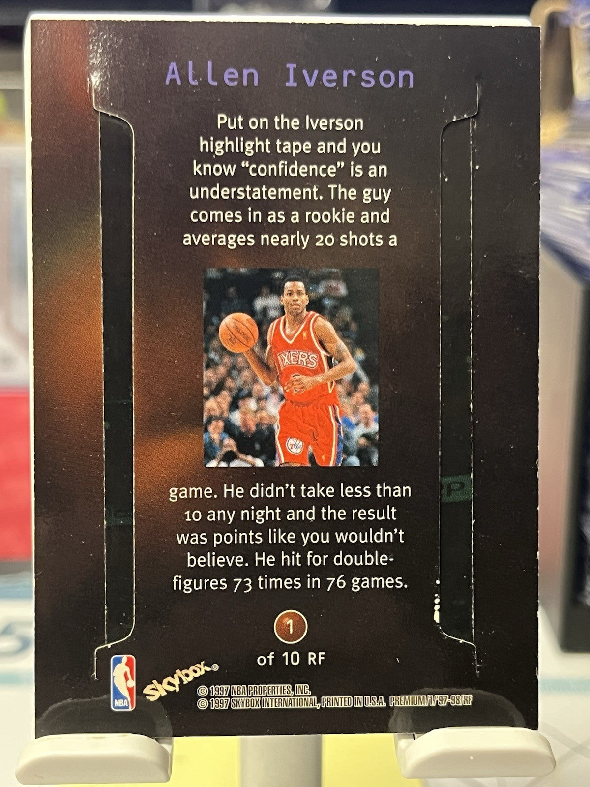 Allen Iverson 1997-98 SkyBox Premium #1 RF Rock n' Fire Philadelphia 76ers