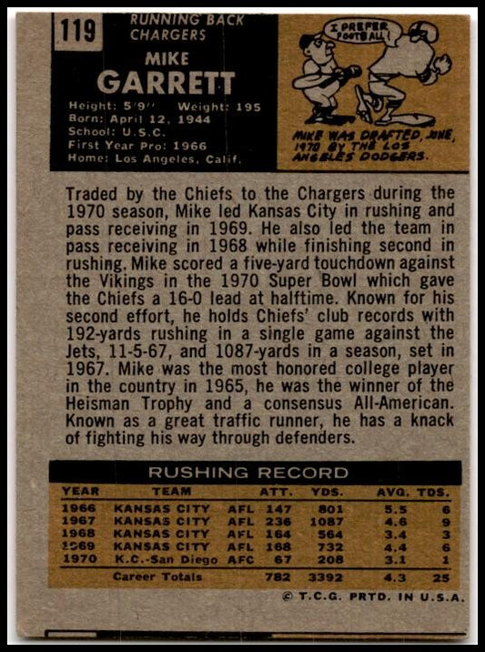 1971 Topps #119 Mike Garrett San Diego Chargers