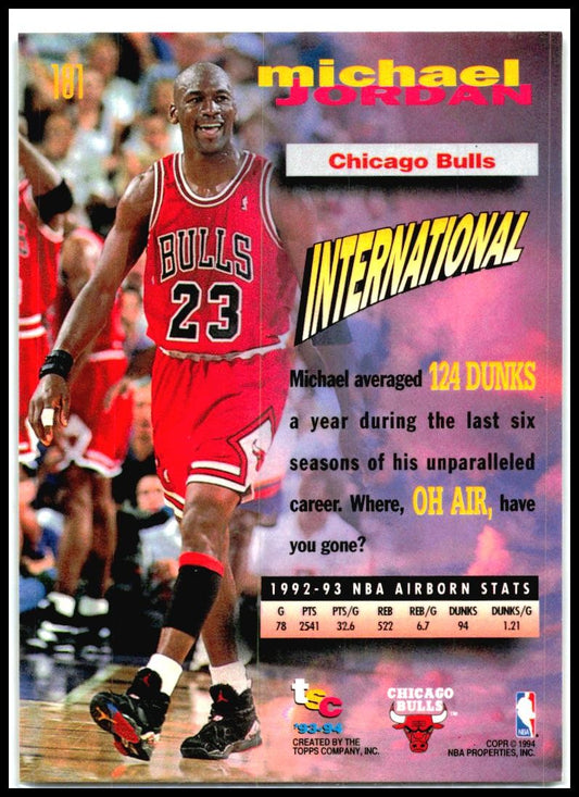 1993-94 Stadium Club #181 Michael Jordan Chicago Bulls