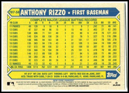 2022 Topps #142 Aroldis Chapman New York Yankees