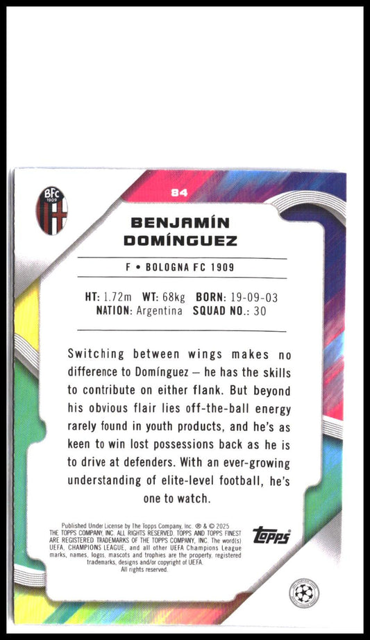 Benjamín Domínguez #84 2024-25 Finest UEFA Club Competitions Rookie RC
