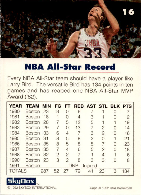1992 SkyBox USA #16 Larry Bird USA