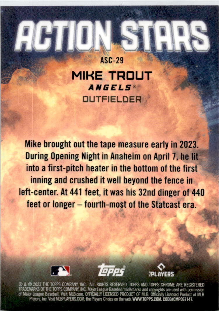 2023 Topps Chrome Update Action Stars#ASC-29 Mike Trout Los Angeles Angels