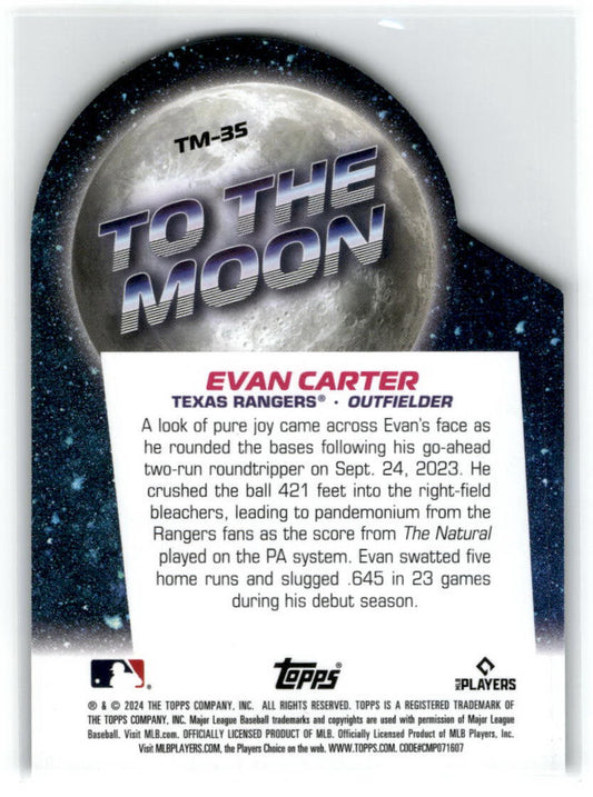 2024 Topps Big League To the Moon Die-Cuts #TM-35 Evan Carter Texas Rangers