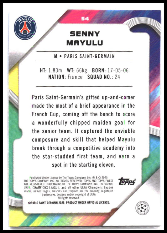 Senny Mayulu #54 2024-25 Finest UEFA Club Competitions Rookie