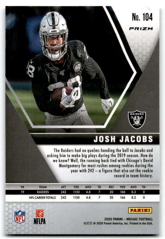 2020 Panini Mosaic Playoff Absolute Memorabilia Silver Sample Josh Jacobs Las