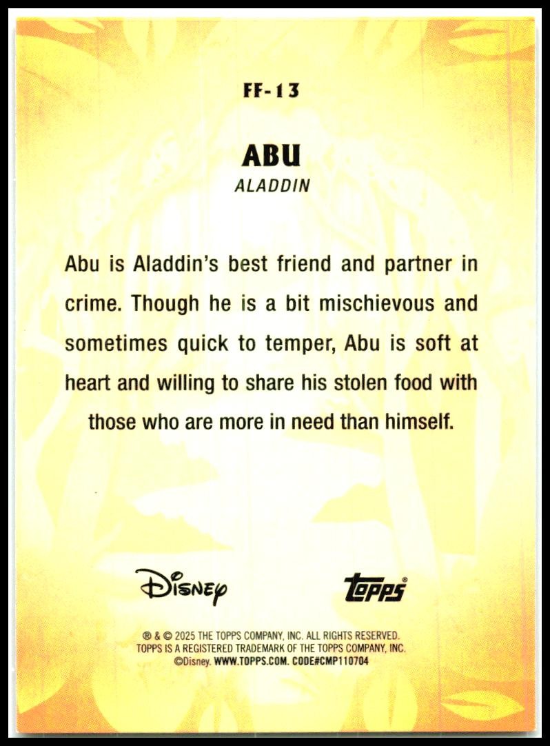 2025 Topps Disney Wonder Furry Friends #FF-13 Abu