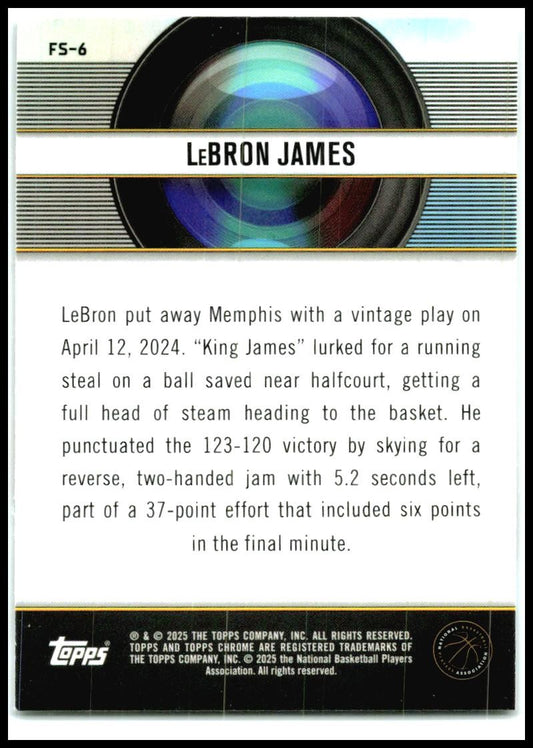 2024-25 Topps Chrome Film Study #FS-6 LeBron James Los Angeles Lakers