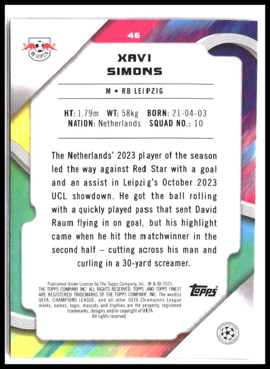 Xavi Simons #46 2024-25 Finest UEFA Club Competitions